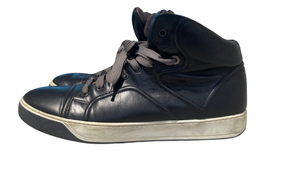Lanvin Used LANVIN DBB0 LEATHER HIGH TOP SNEAKERS BLACK - test