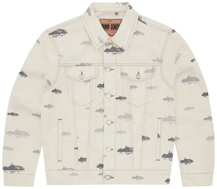 Corteiz Alcatraz Pattern Denim Jacket 'White' - 7892 1FW230306APDJ WHIT