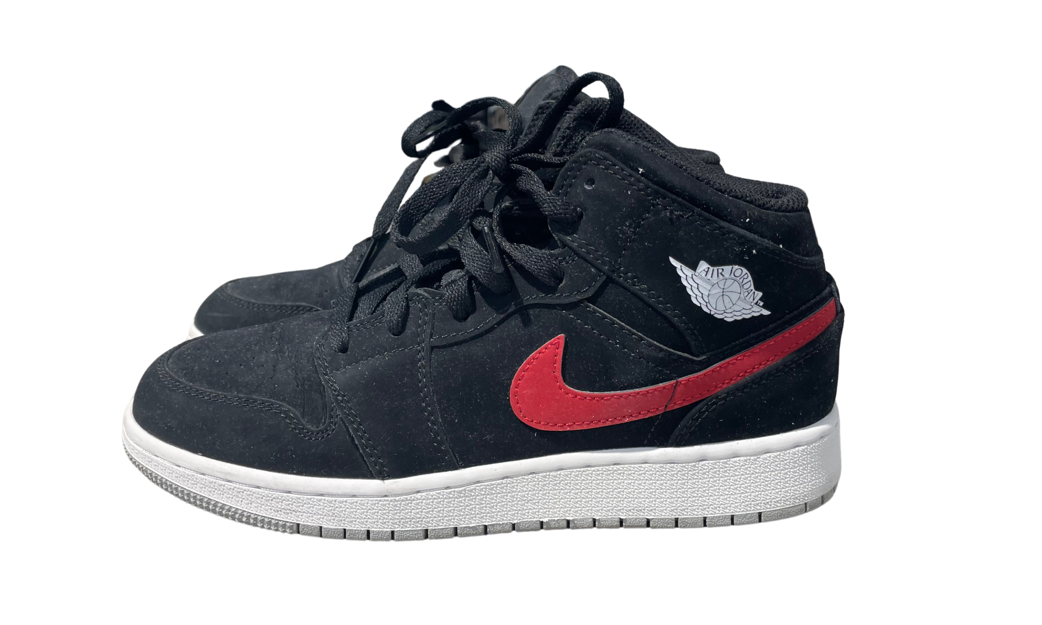 Nike Used Jordan 1 Mid Multi-Color Swoosh Black - test
