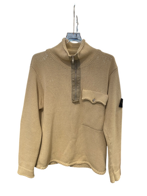 Used Stone Island Cream Knitted Quarter Zip