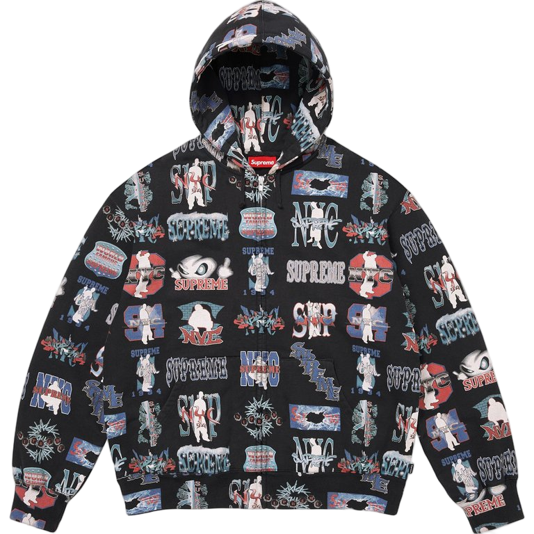 Supreme Flash Zip Up Hooded Sweatshirt Black