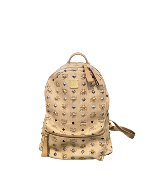 Used MCM Loveless & Guild Prime Exclusive Beige Allover Visetos Backpack