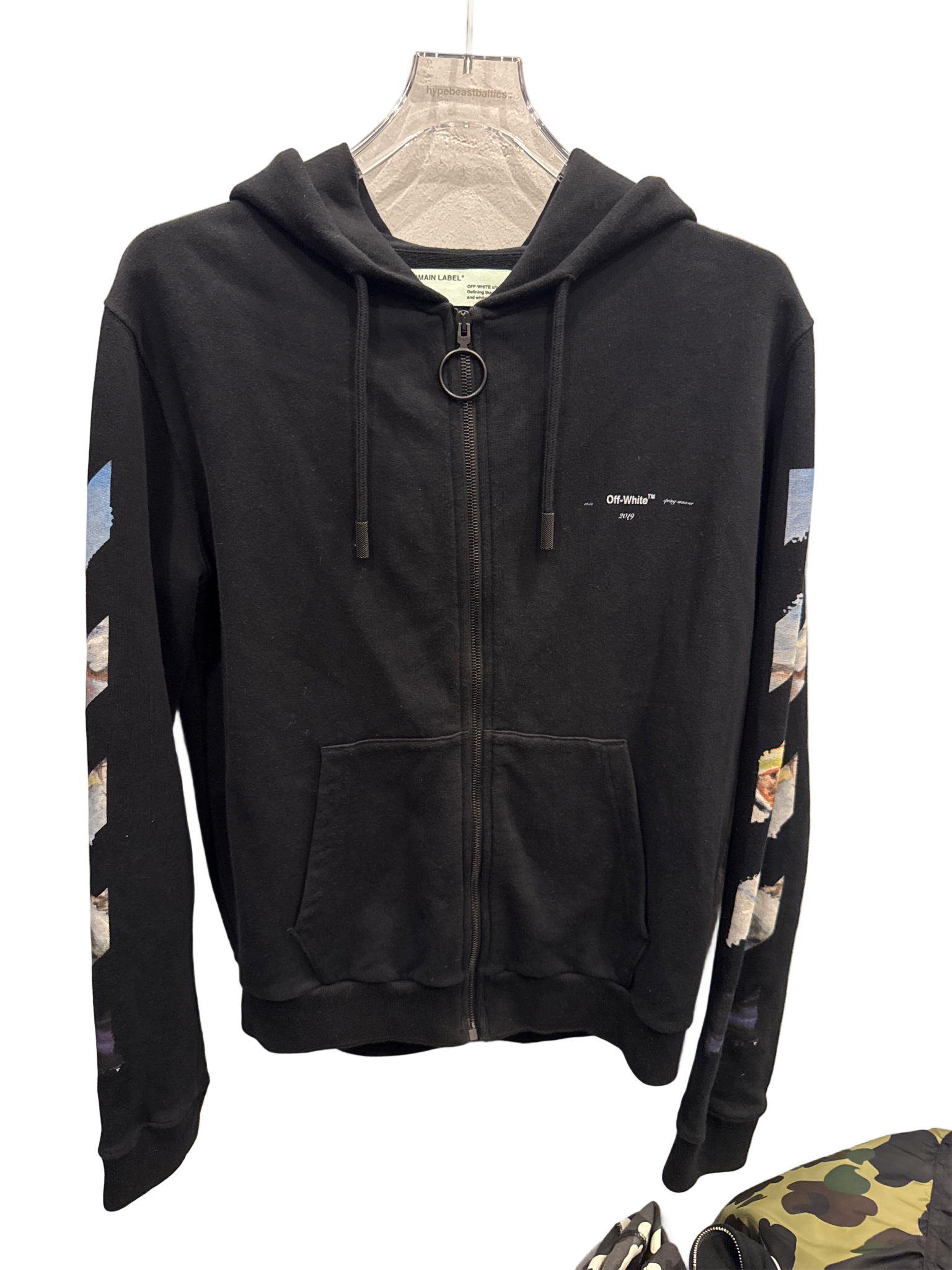 Used Off-white SS19 impressionism monet arrow zip hoodie black