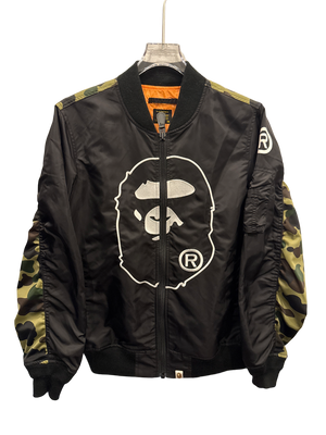 Used Bape black camo varsity zip up jacket