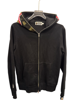 Used Bape Shark Full zip hoodie camo/black hood black
