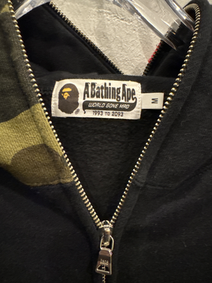 Used Bape Shark Full zip hoodie camo/black hood black