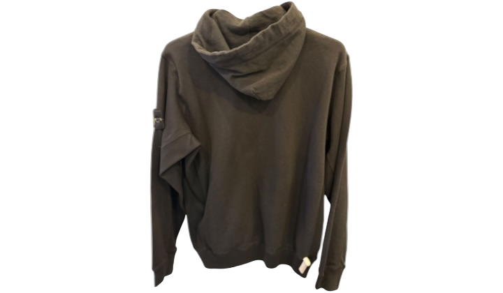 Stone Island Silver Zip Hoodie Black