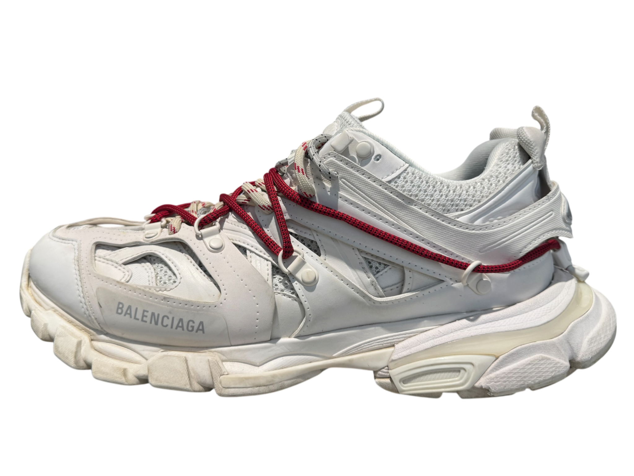 Used Balenciaga Track Trail Laces White Red Grey Black