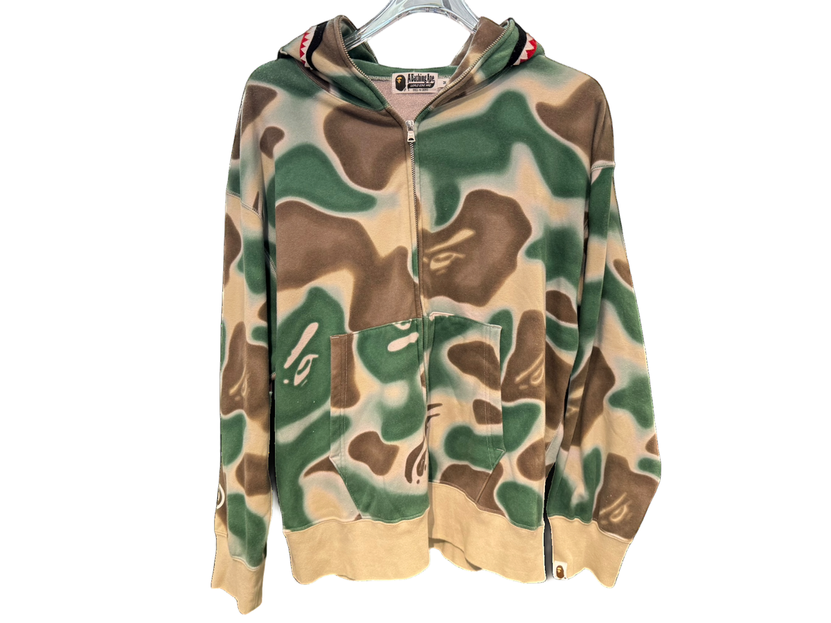 Used Bape Liquid Camo Shark Full Zip Hoodie