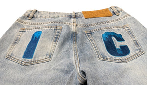 Used Billionaire Boys Club Ice Cream Dog Rhinestone Studded Denim