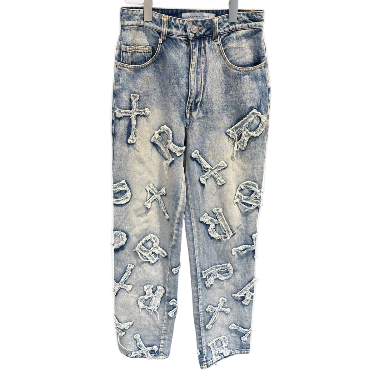 Used Racer Washed Blue Patch Denim