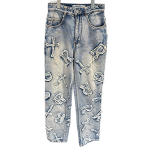 Used Racer Washed Blue Patch Denim