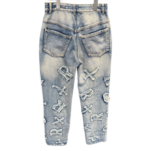 Used Racer Washed Blue Patch Denim