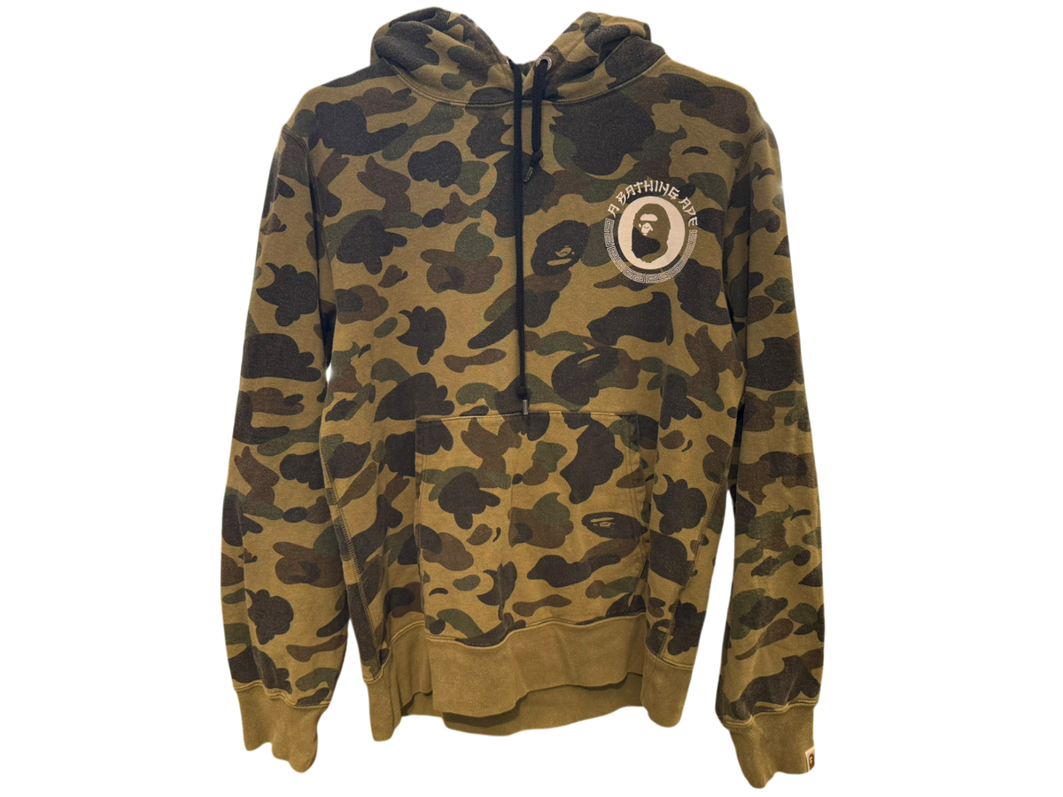 Used BAPE 1st Camo Kanji Pullover Hoodie Green