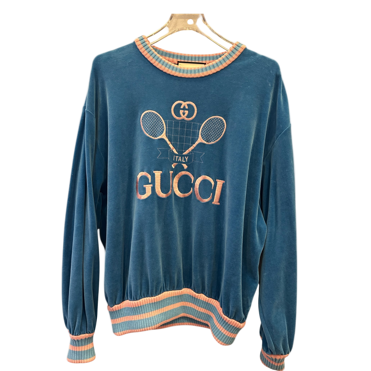 Gucci Velour Tennis Jumper Light Blue