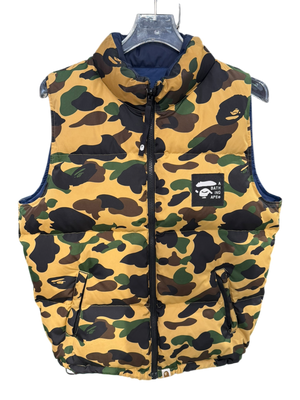 Used Bape reversible down vest camo/navy
