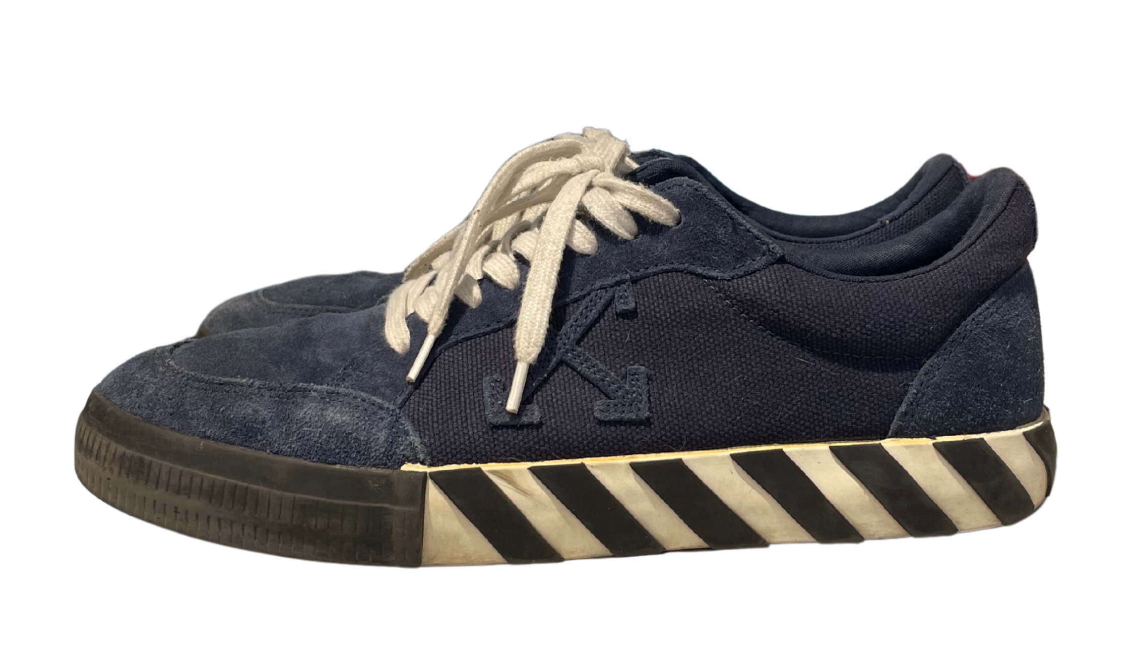 Used Off-white vulcanized low top navy sneakers