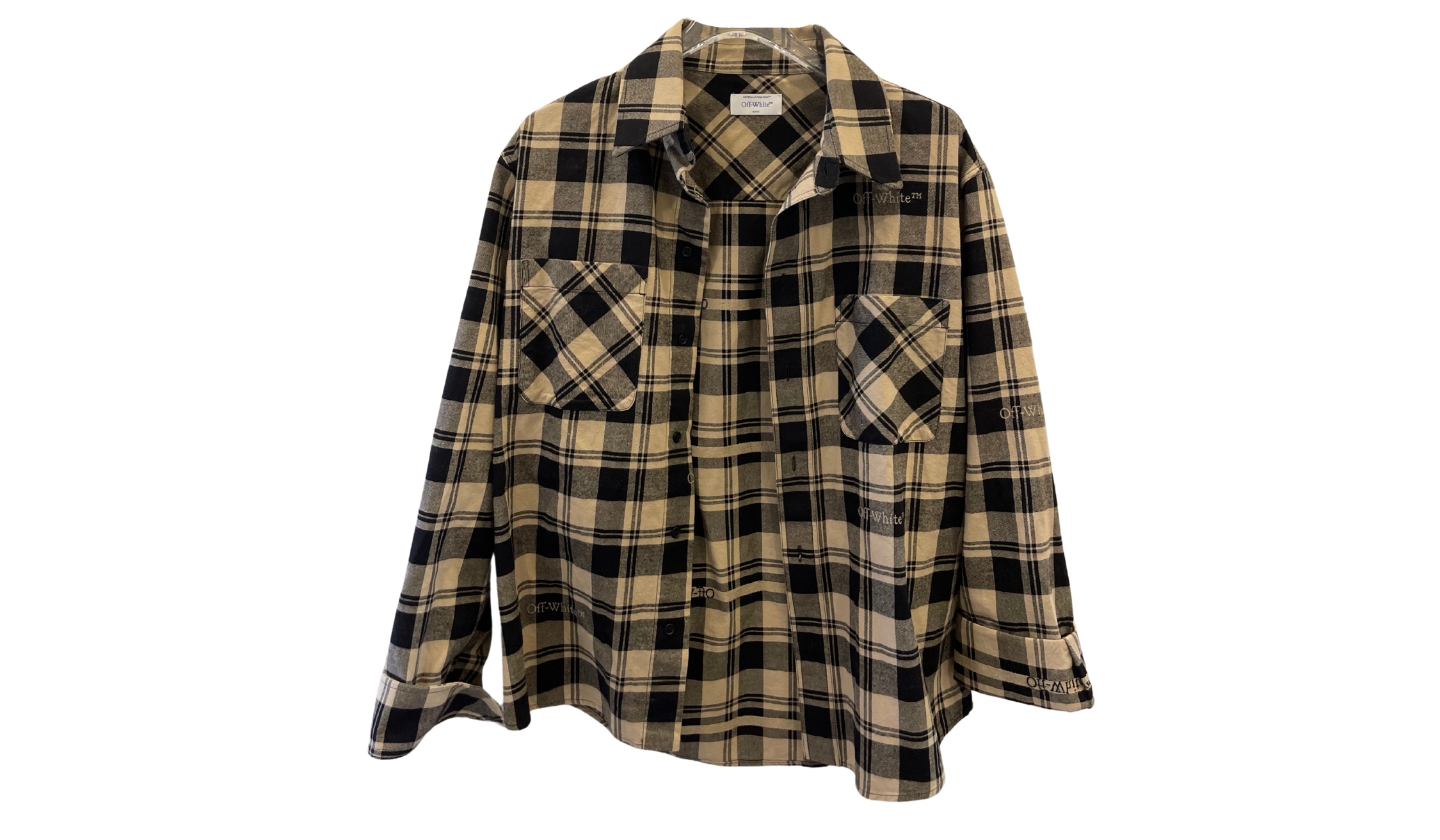 Off White Used Off-White Embroidered Checked Cotton Flannel Shirt - 224251502