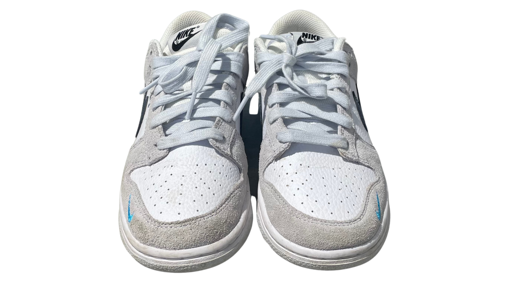 Nike Used Nike Dunk Low White Grey Navy Aqua Mini Swoosh - test