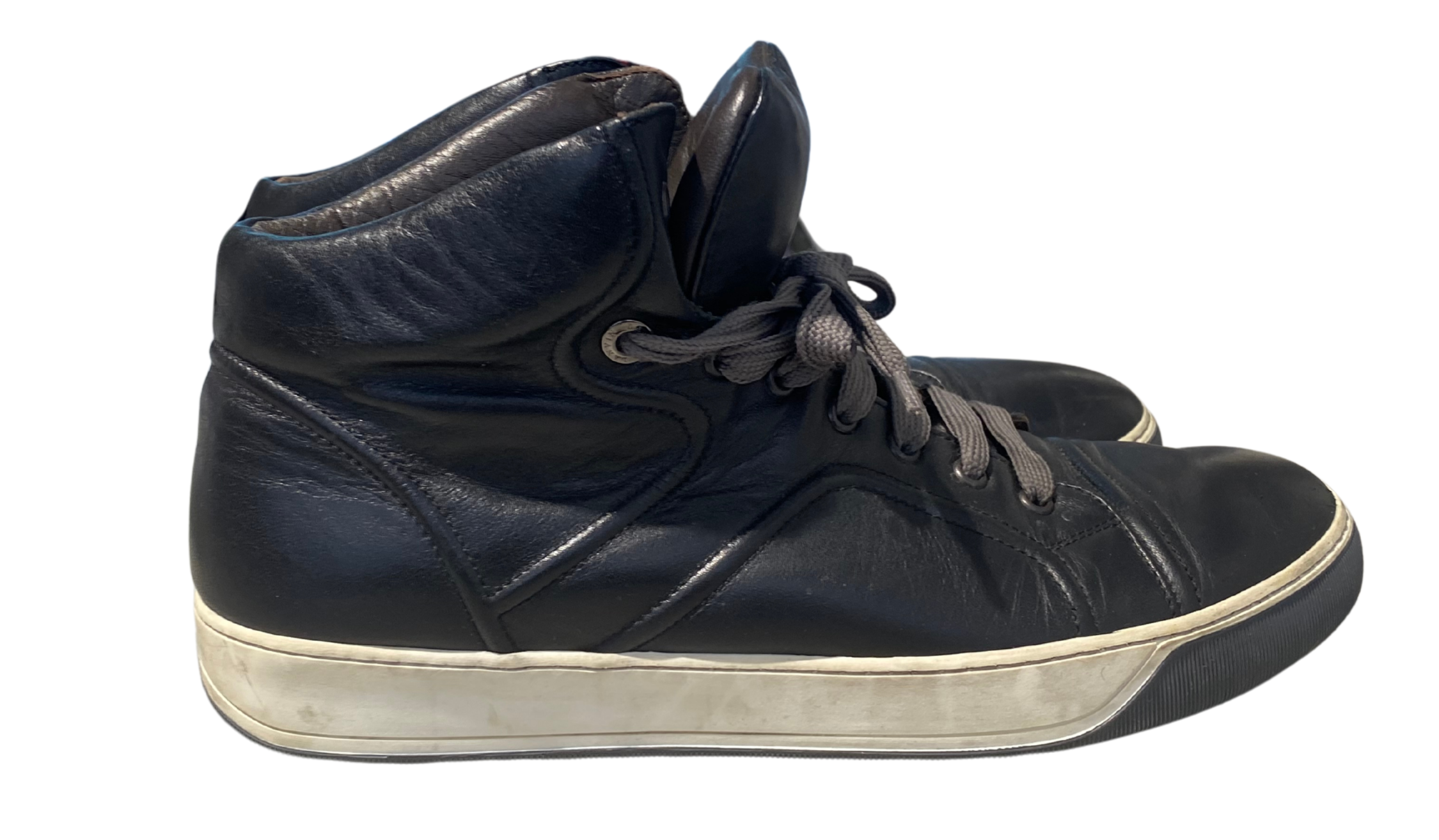 Lanvin Used LANVIN DBB0 LEATHER HIGH TOP SNEAKERS BLACK - test