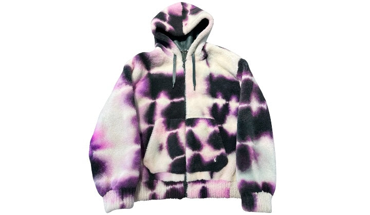 Used Virgil Abloh x Louis Vuitton Tie-Dyed Wool Zip-Up Shearling Hooded Jacket