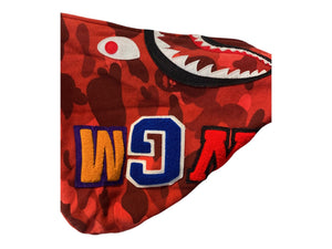 Bape Used Bape red shark hoodie single sleeve camo - 529261815