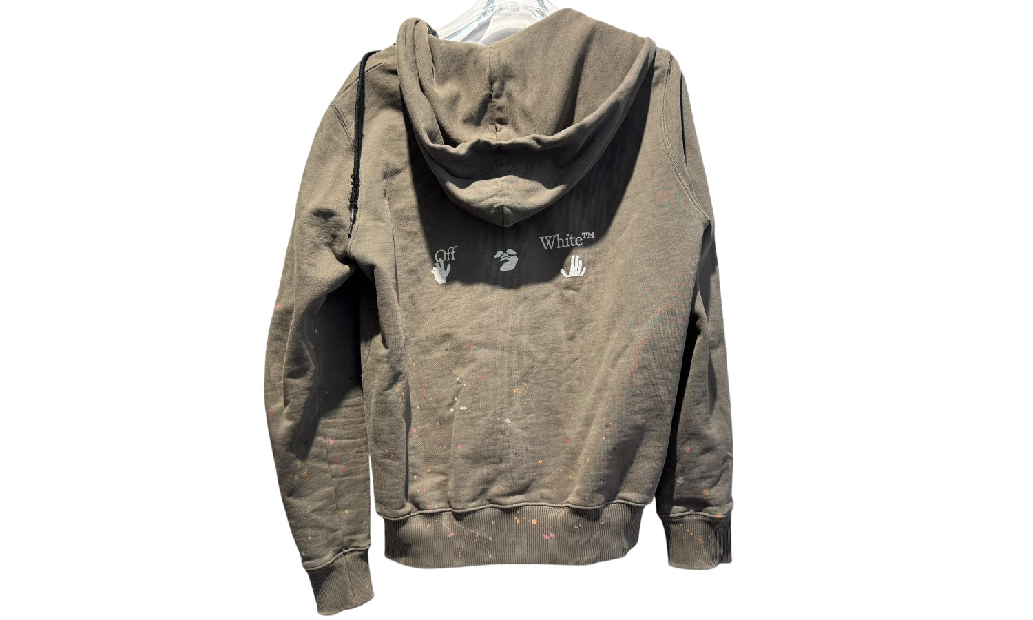 Off-White Used Off-White Paint Splatter Zip Hoodie Grey - OFFW