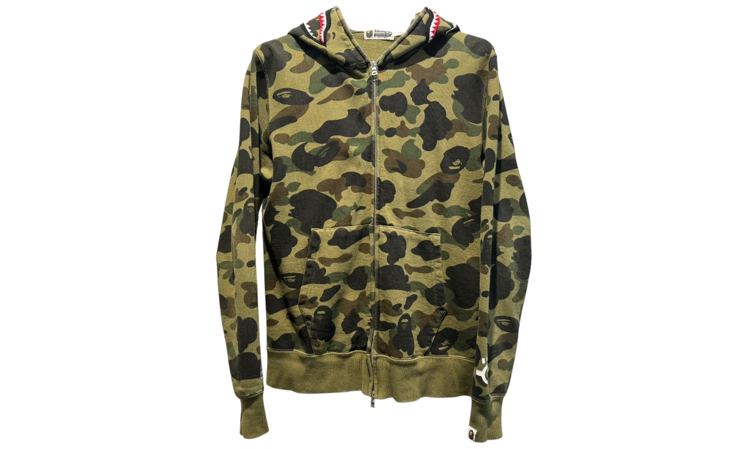 BAPE Used BAPE x Minions 1st Camo Shark Full Zip Hoodie Green - BAPE-BXM1CSFZ-MULTI
