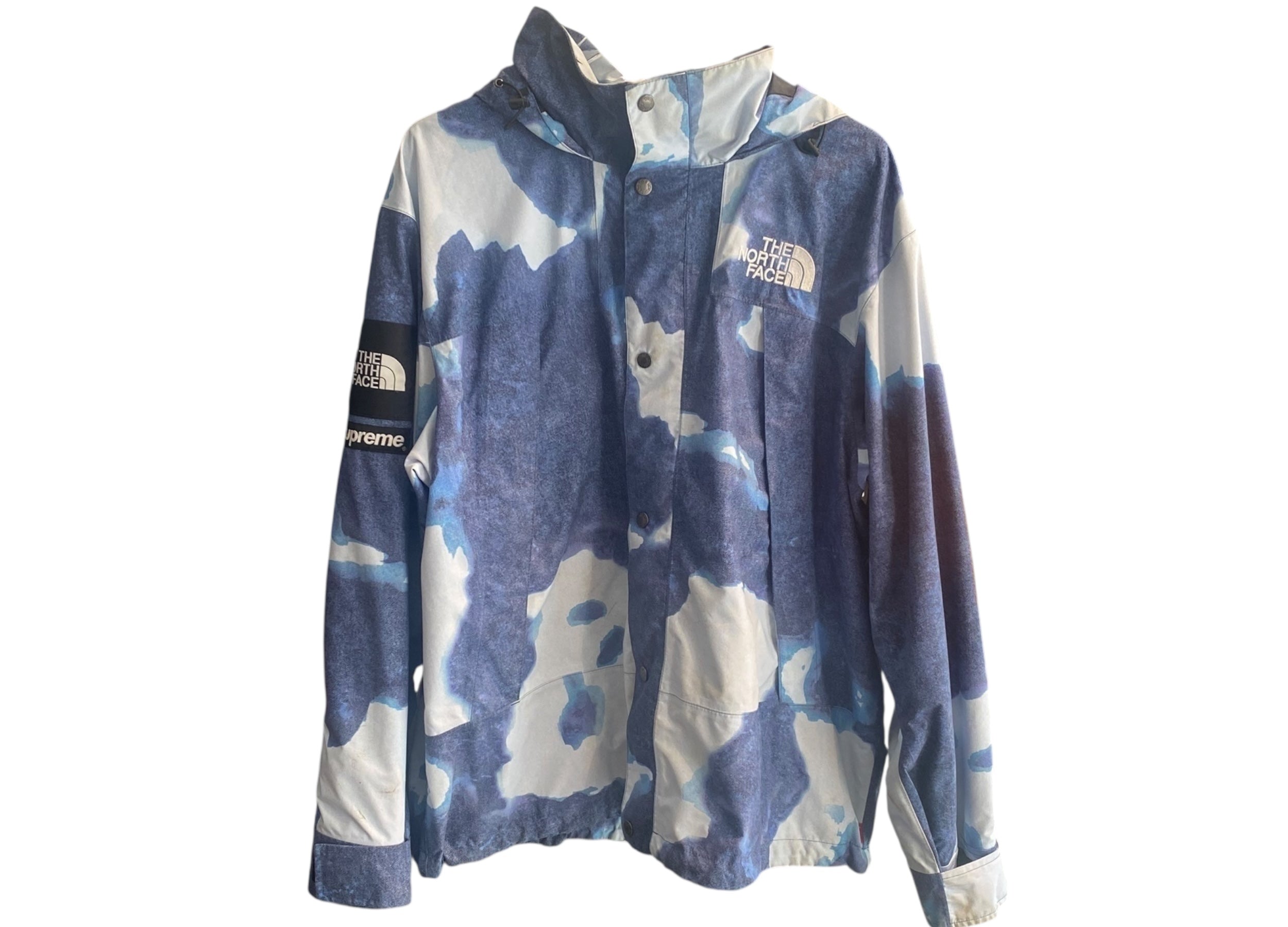 Used Supreme The North Face Bleached Denim Print Mountain Jacket 