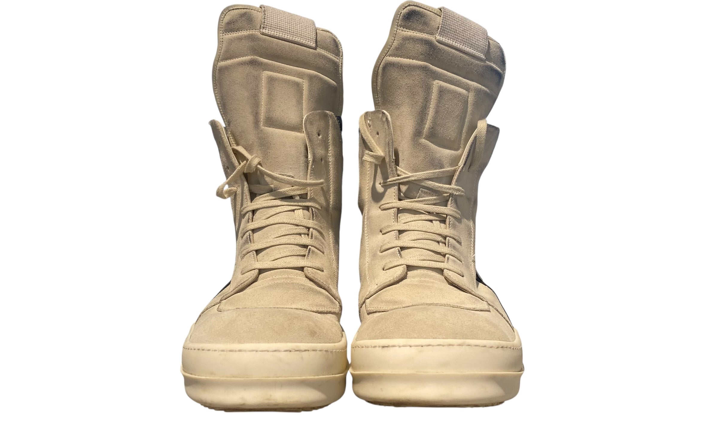 Rick Owens Used Rick Owens Men's Suede Geobasket  in Milk/Black - 804251400