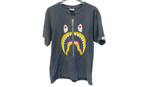 A Bathing Ape Used Bape Shark Zipper Tee Black Yellow - test