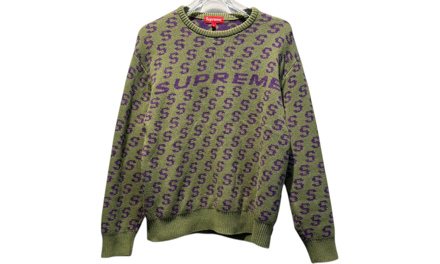 Supreme Used Supreme S Repeat Sweater Olive - 1229251146