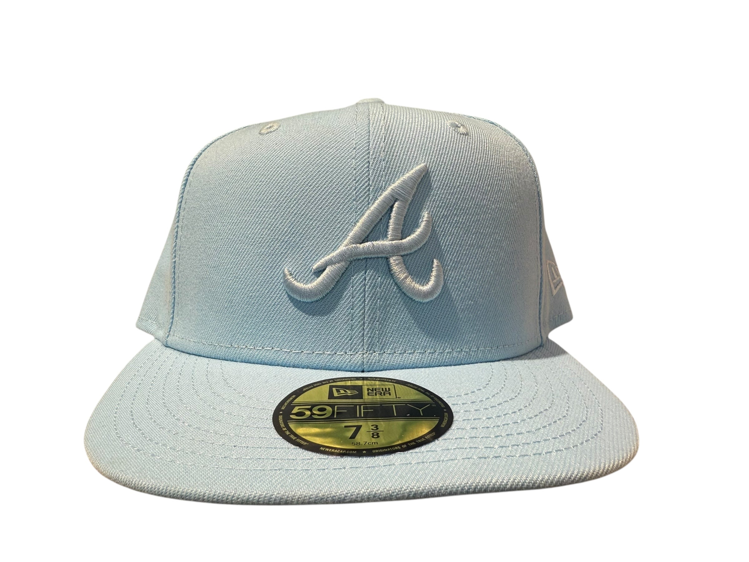 New Era Used Atlanta Braves Light Blue Fitted Cap - test