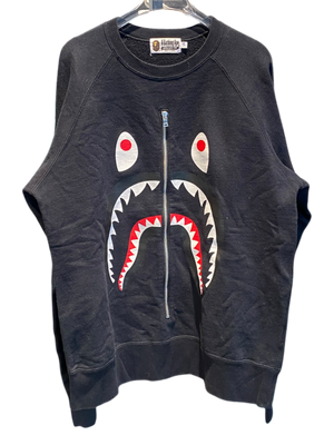 A Bathing Ape Used Bape Shark Zipper Crewneck Black - test