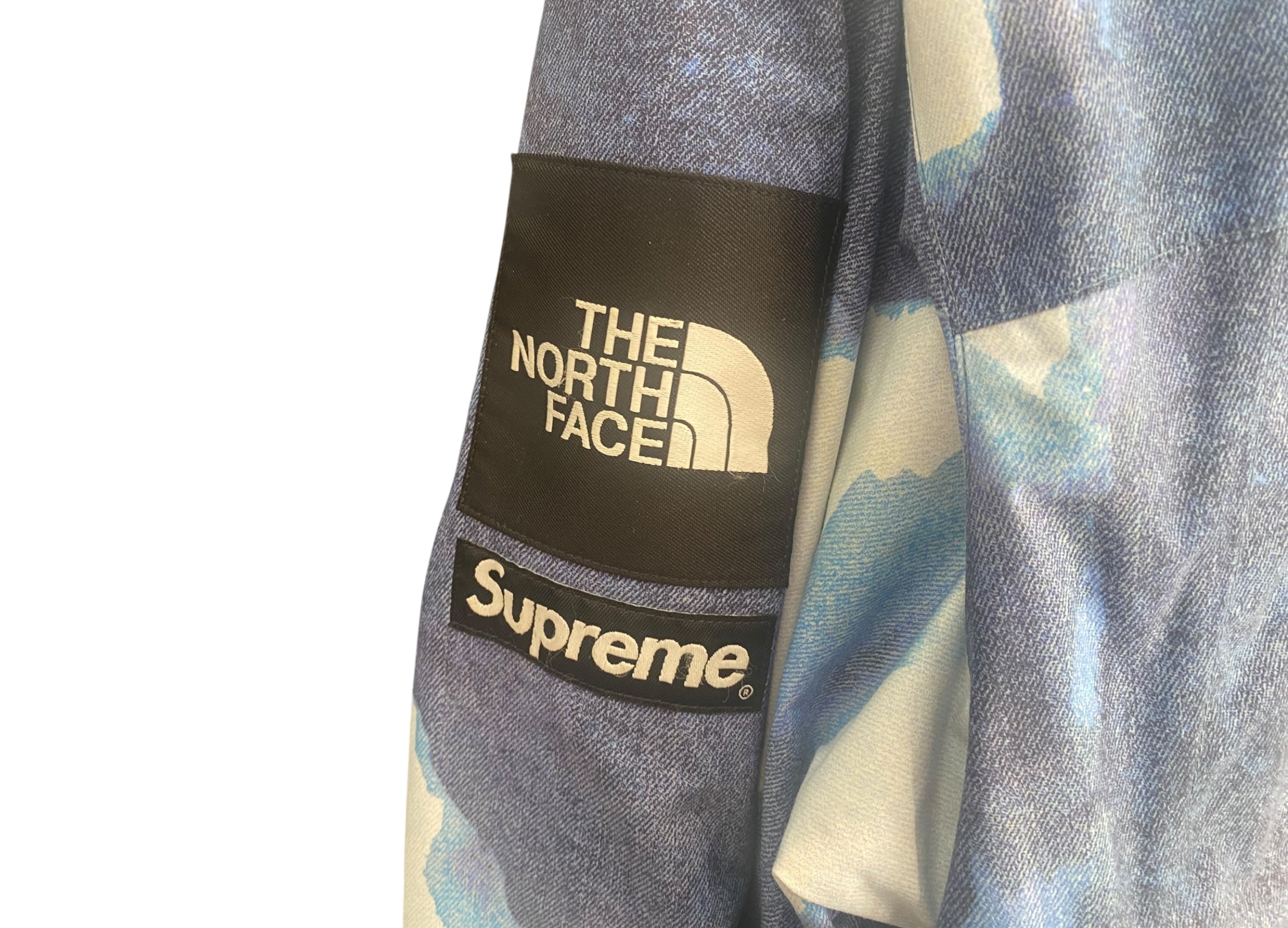 Supreme Used Supreme The North Face Bleached Denim Print Mountain Jacket Indigo - test