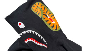 A Bathing Ape Used Bape Line Rib Pullover Shark Hoodie Black - test