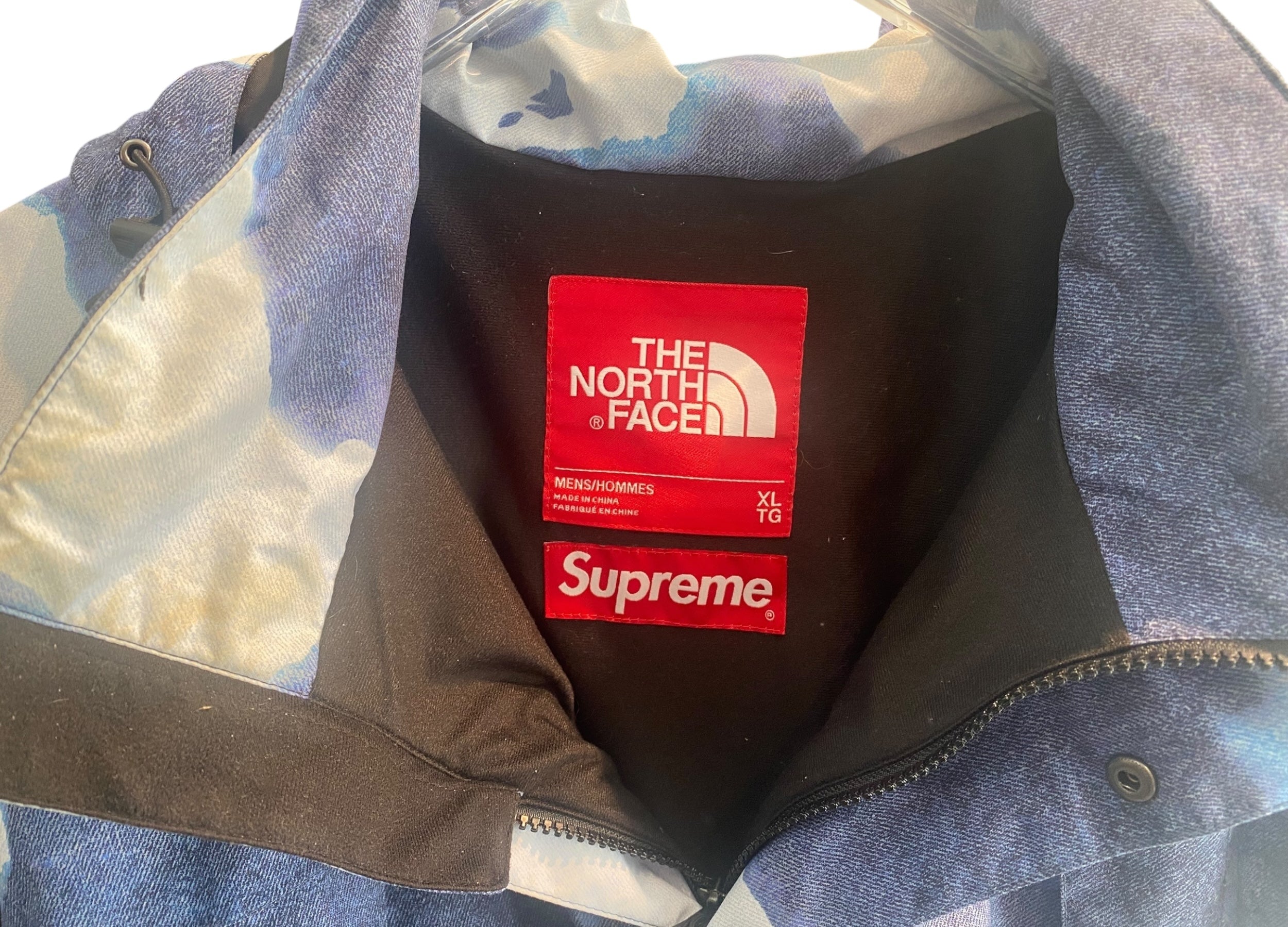 Supreme Used Supreme The North Face Bleached Denim Print Mountain Jacket Indigo - test