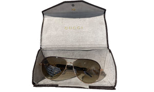Gucci Used Gucci Goldtone Frame Metal and Crystal link Aviator Sunglasses - GUCCI