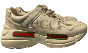 Gucci Used Gucci Ivory Leather Rhyton Logo Sneaker - test