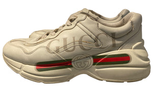 Gucci Used Gucci Ivory Leather Rhyton Logo Sneaker - test