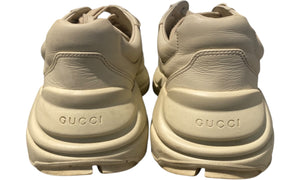 Gucci Used Gucci Ivory Leather Rhyton Logo Sneaker - test