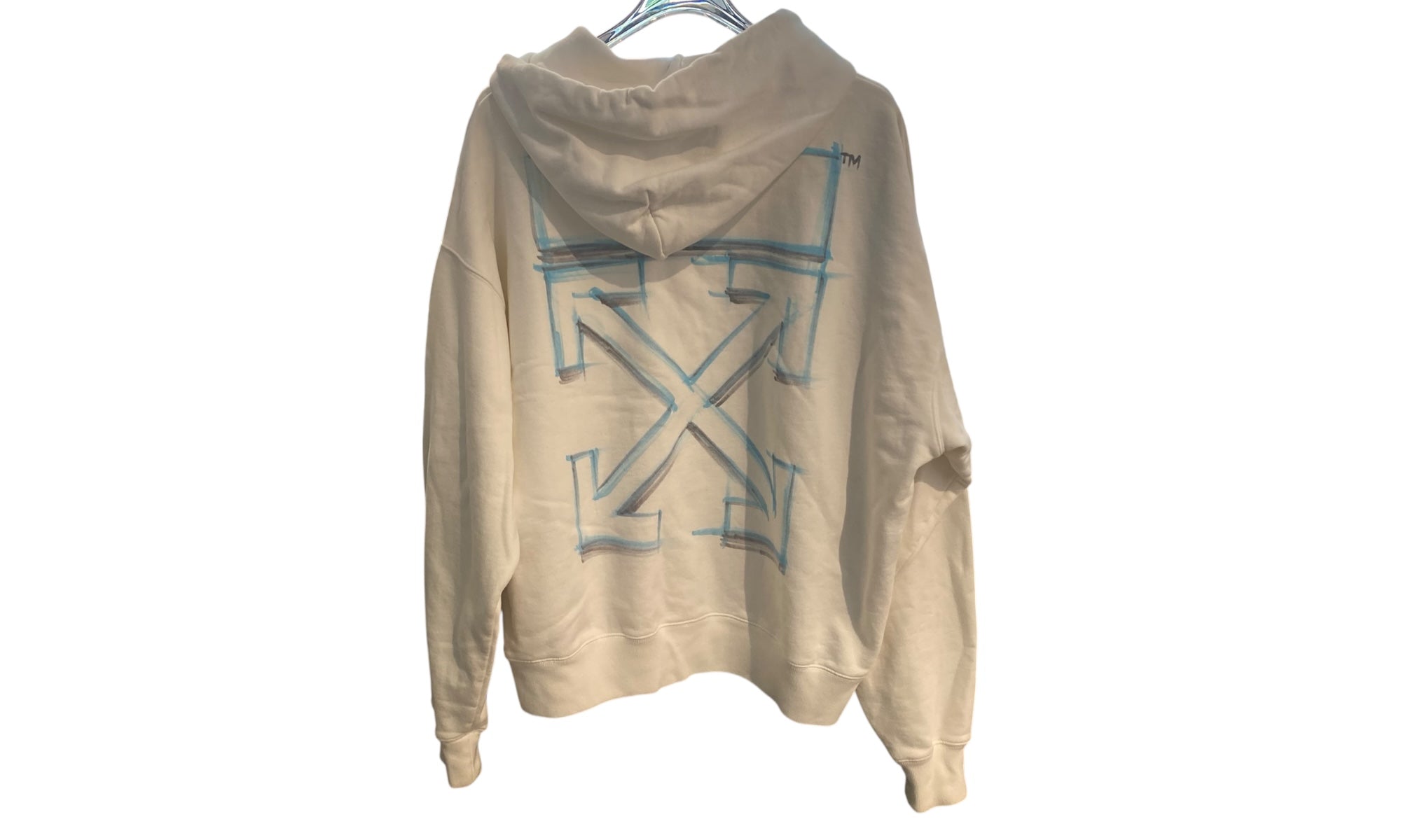 Off White Used Off-White White Hoodie Blue Brush Arrows - 822251622
