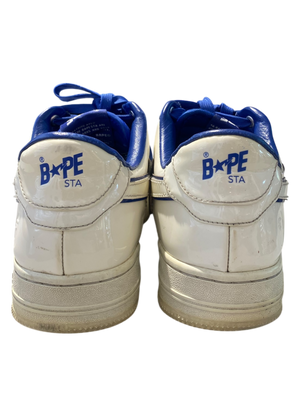 A Bathing Ape Used Bapesta Patent Leather Blue White - test