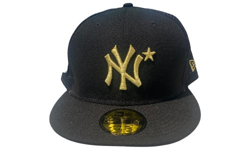 New Era Used New York Yankees Fitted Cap Black Gold - test