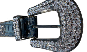 B.B. simons Used B.B. Simon Blue Reptile Skin Bezel Studded Belt - 514251714