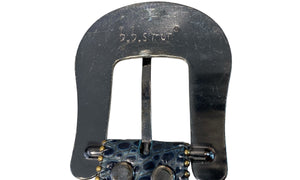 B.B. simons Used B.B. Simon Blue Reptile Skin Bezel Studded Belt - 514251714