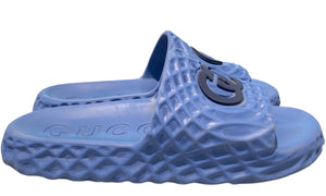 Gucci Used Slide Sandal Interlocking G Blue Water Ripples - 770801 J8710 4743