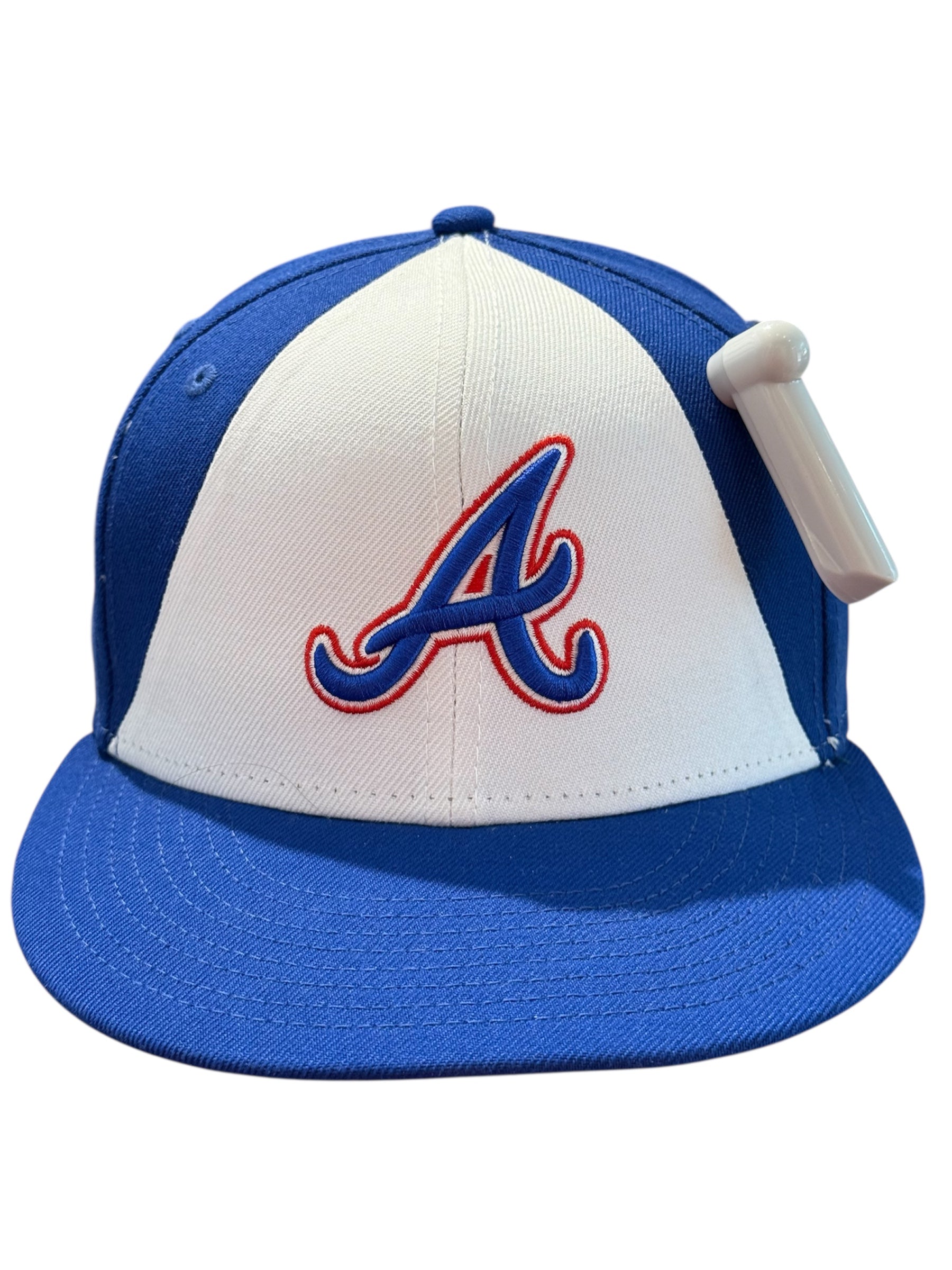 New Era Used Atlanta Braves Fitted Cap White Blue - test