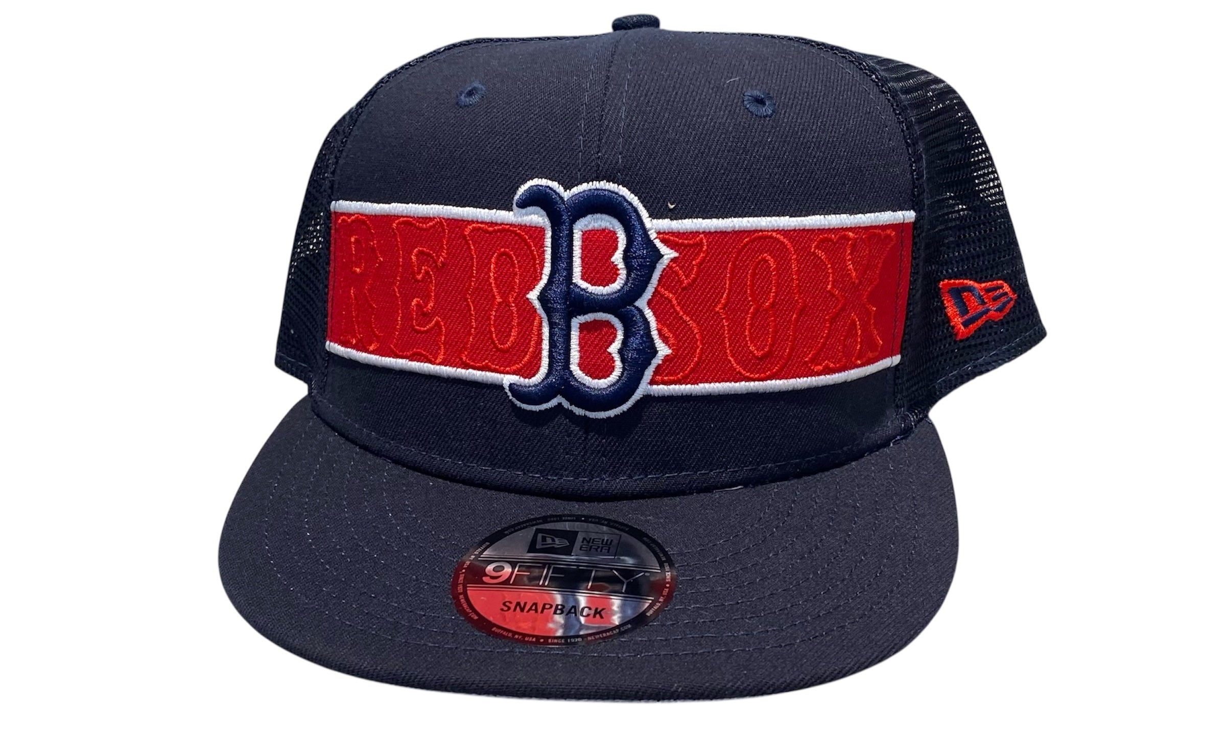 New Era Used Boston Red Sox Snapback Hat Navy Red - test