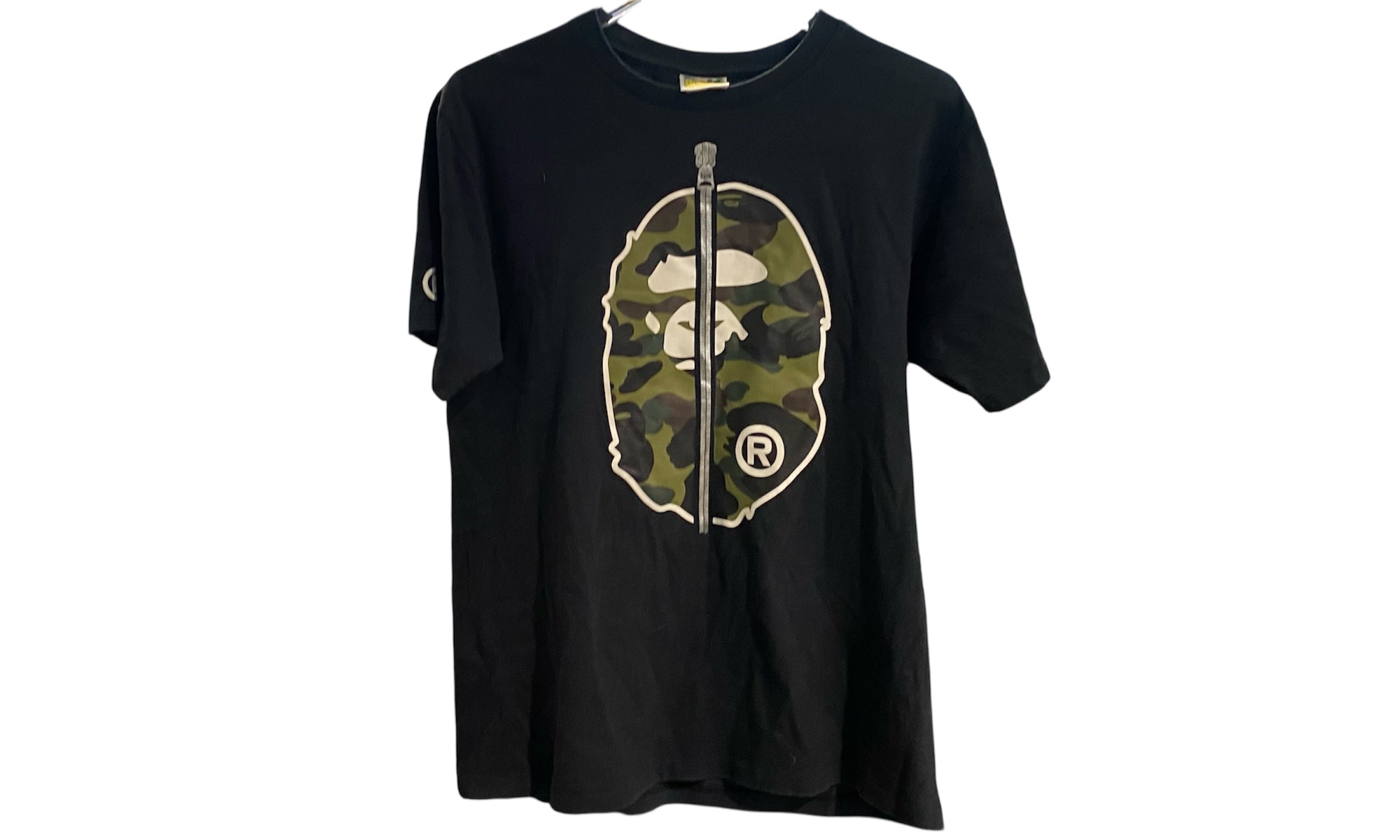 A BATHING APE Used Bape Zip Camo Head Tee Black - test